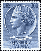 Italy -- "Italia" after Syracusean coin (1953)