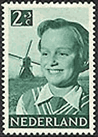 Netherlands -- Girl and Windmill Child Welfare Issue (1951)